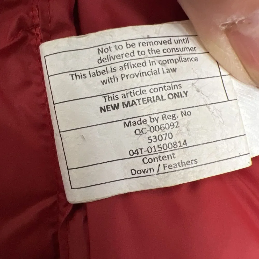 Women’s PAJAR Red Winter Puffer Jacket Duck Down Filled Hooded Small Canada Read